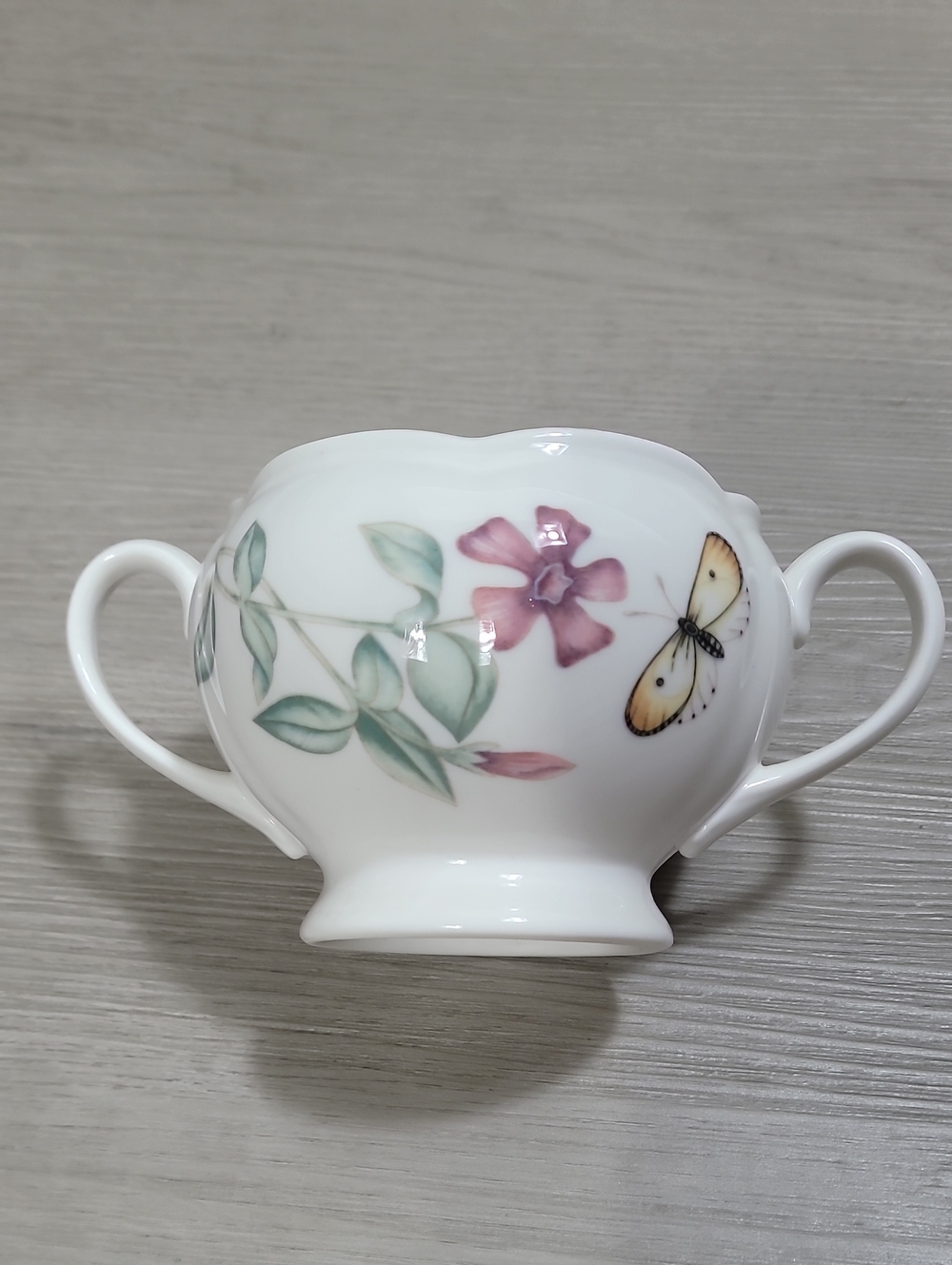 Lenox Butterfly Meadow Sugar Bowl White Porcelain Floral 6 oz NO LID Cottage